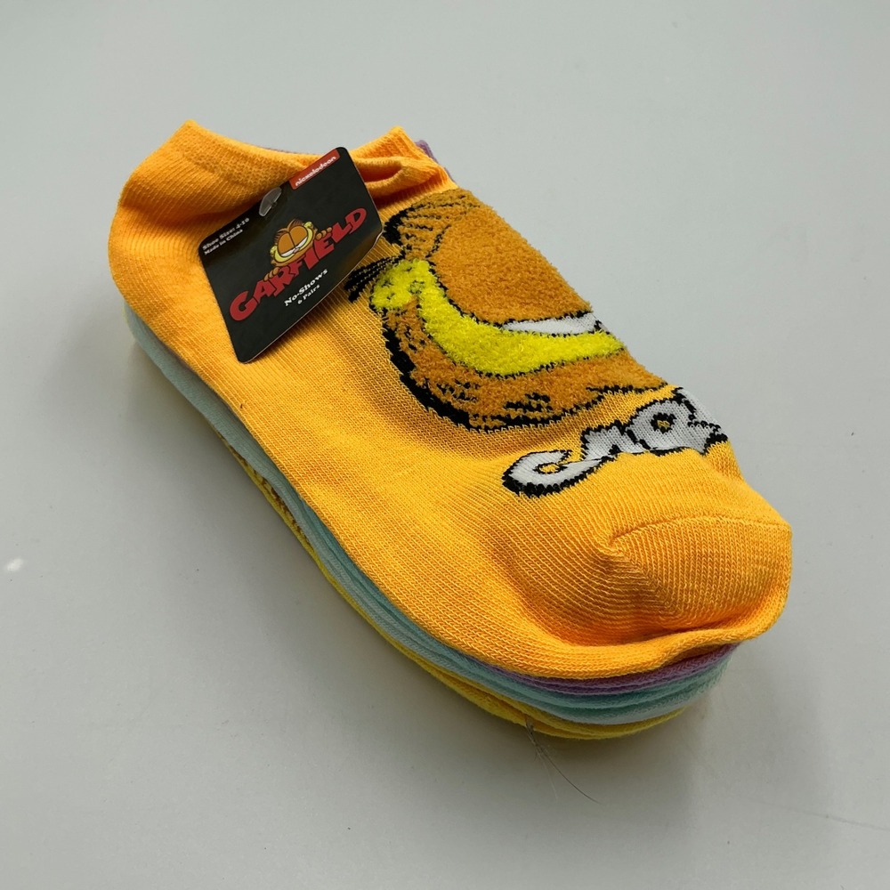 Nickelodeon No-Show Socks Garfield 6 Pairs Size 4-10 Multicolor Character Print